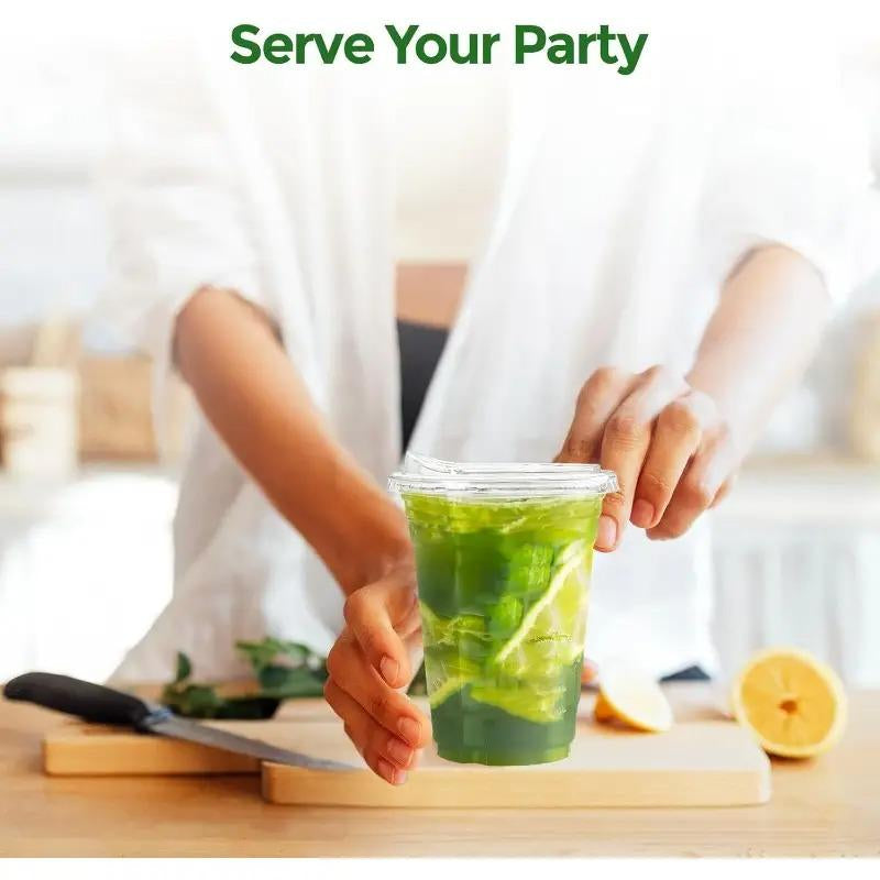 16 Oz Clear Plastic Cup with Lid 20/40 Sets Disposable Ice Coffee Cups Eco-Friendly Recyclable Takeout Coffee Cups Perfect for Smoothies Milkshakes Cold Drinks