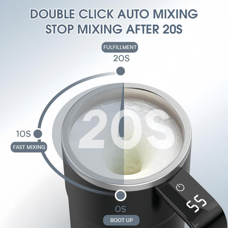 Intelligent Coffee Cup with Lid, 1/3 Counts Automatic Stirring Cup with Temperature Display, USB Rechargeable Stirring Cup for Coffee, Tea, Hot Chocolate, Gift,Gifts for Women