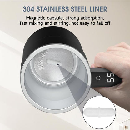 Intelligent Coffee Cup with Lid, 1/3 Counts Automatic Stirring Cup with Temperature Display, USB Rechargeable Stirring Cup for Coffee, Tea, Hot Chocolate, Gift,Gifts for Women