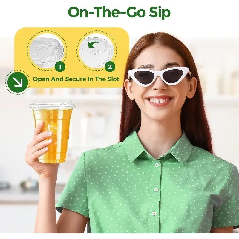 16 Oz Clear Plastic Cup with Lid 20/40 Sets Disposable Ice Coffee Cups Eco-Friendly Recyclable Takeout Coffee Cups Perfect for Smoothies Milkshakes Cold Drinks
