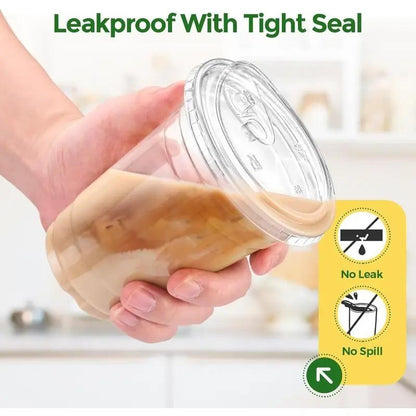 16 Oz Clear Plastic Cup with Lid 20/40 Sets Disposable Ice Coffee Cups Eco-Friendly Recyclable Takeout Coffee Cups Perfect for Smoothies Milkshakes Cold Drinks